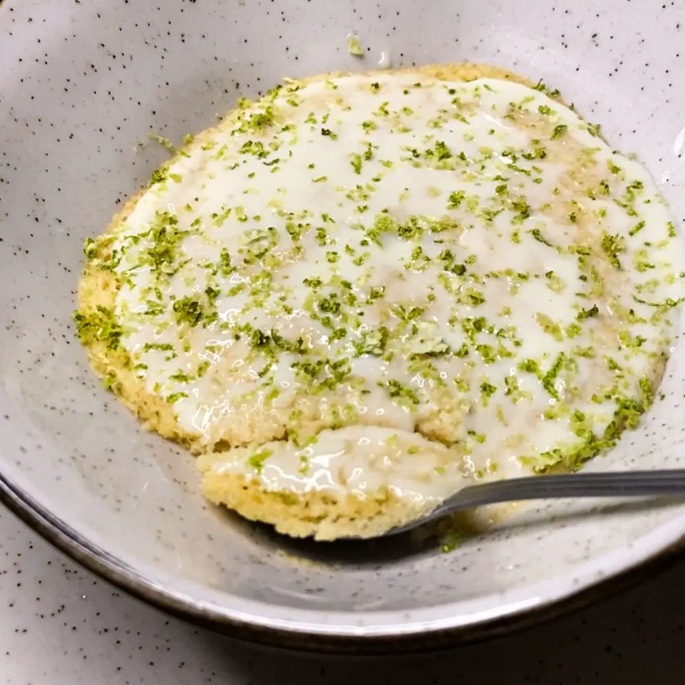 lime mug cake with glaze